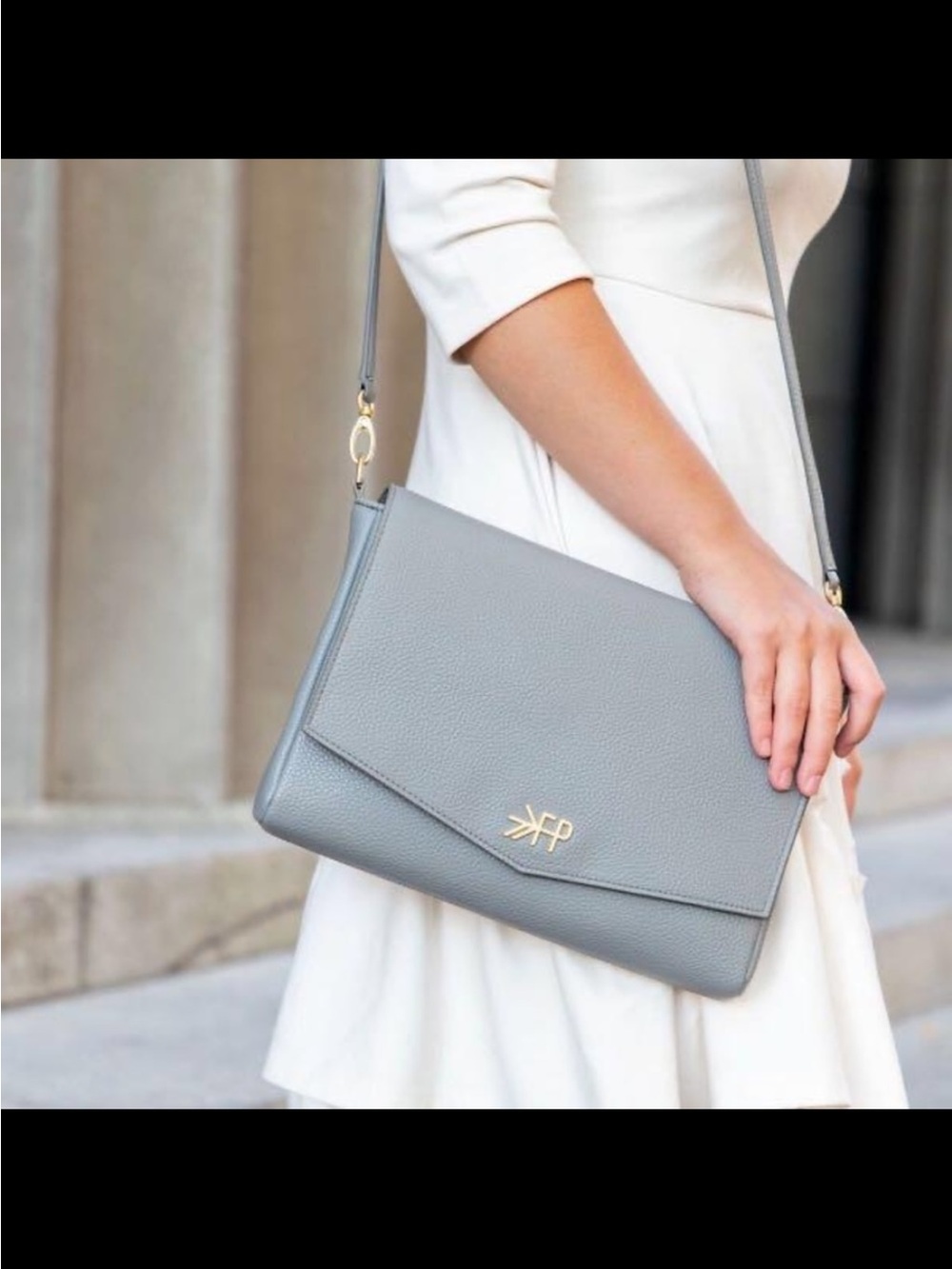 Freshly Picked gray crossbody diaper bag